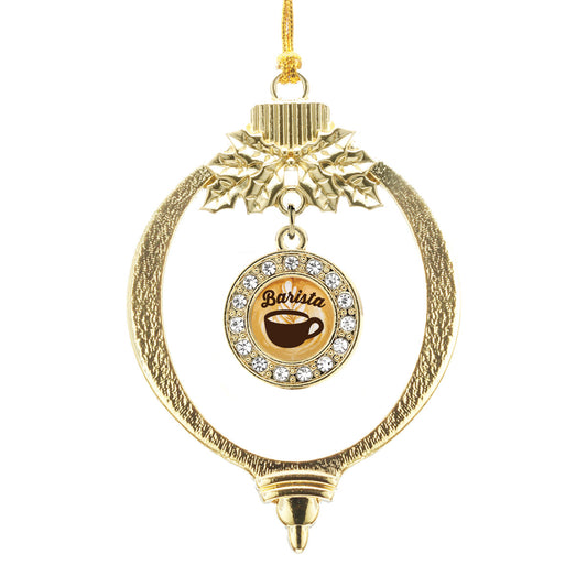Gold Barista Circle Charm Holiday Ornament