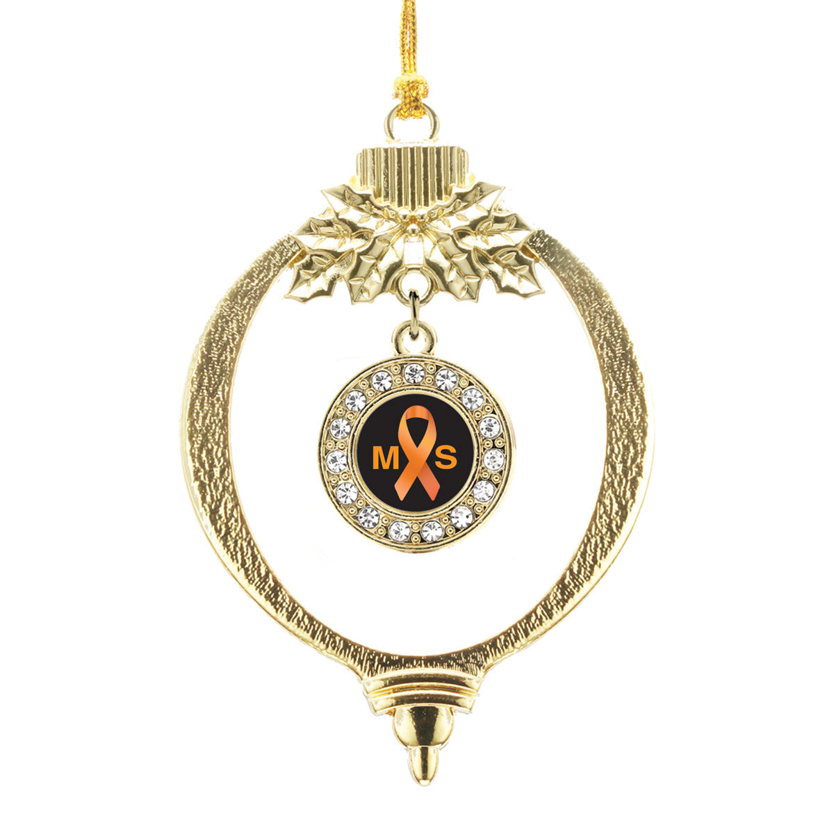 Gold Multiple Sclerosis Awareness Circle Charm Holiday Ornament
