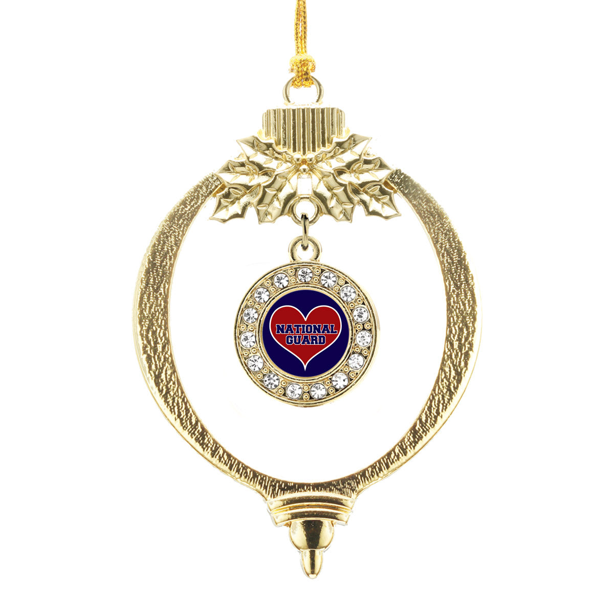 Gold National Guard Circle Charm Holiday Ornament
