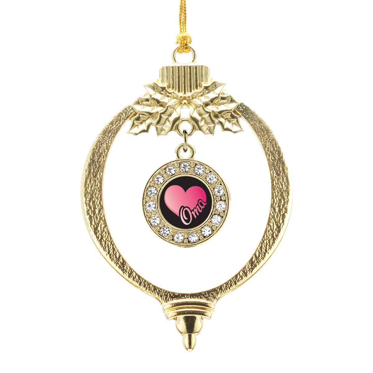 Gold Oma Circle Charm Holiday Ornament