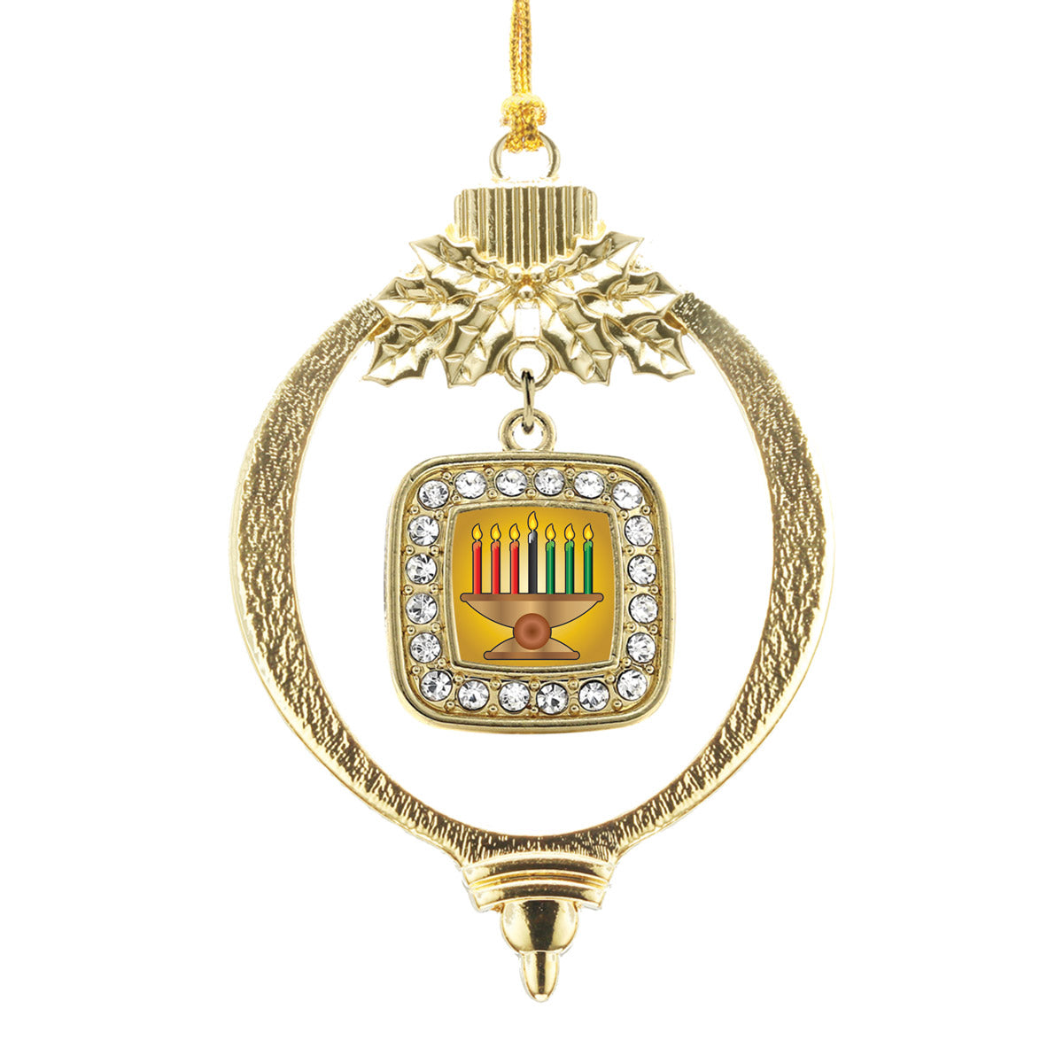 Gold Kwanzaa Square Charm Holiday Ornament
