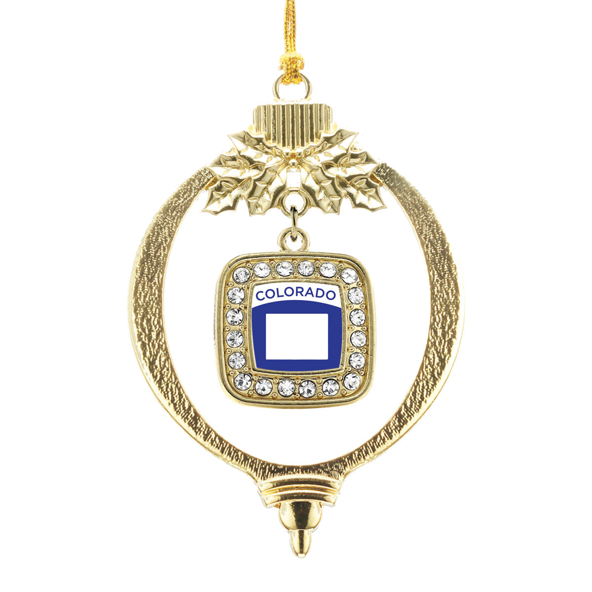 Gold Colorado Outline Square Charm Holiday Ornament