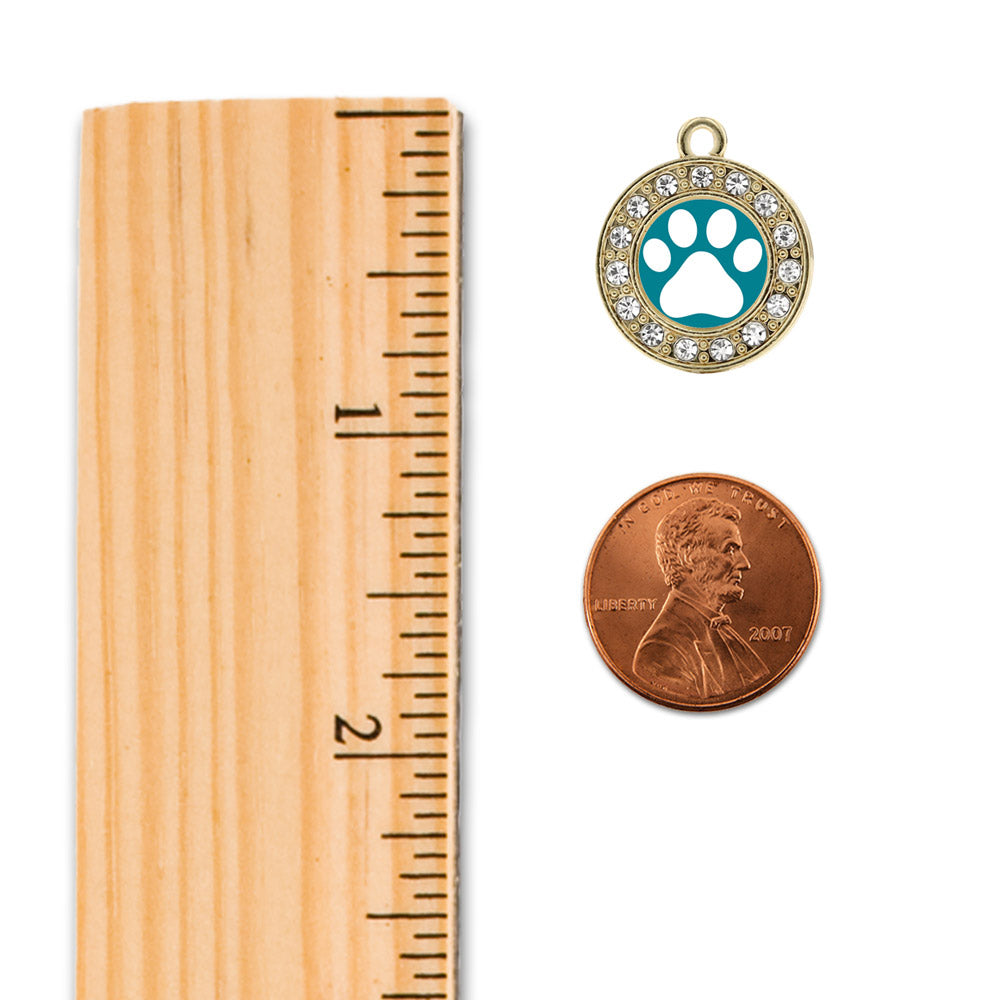 Gold Pretty Paw Print Circle Charm Holiday Ornament