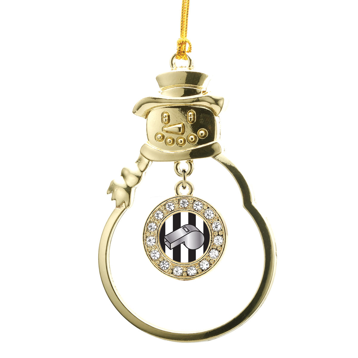 Gold Referee Circle Charm Snowman Ornament