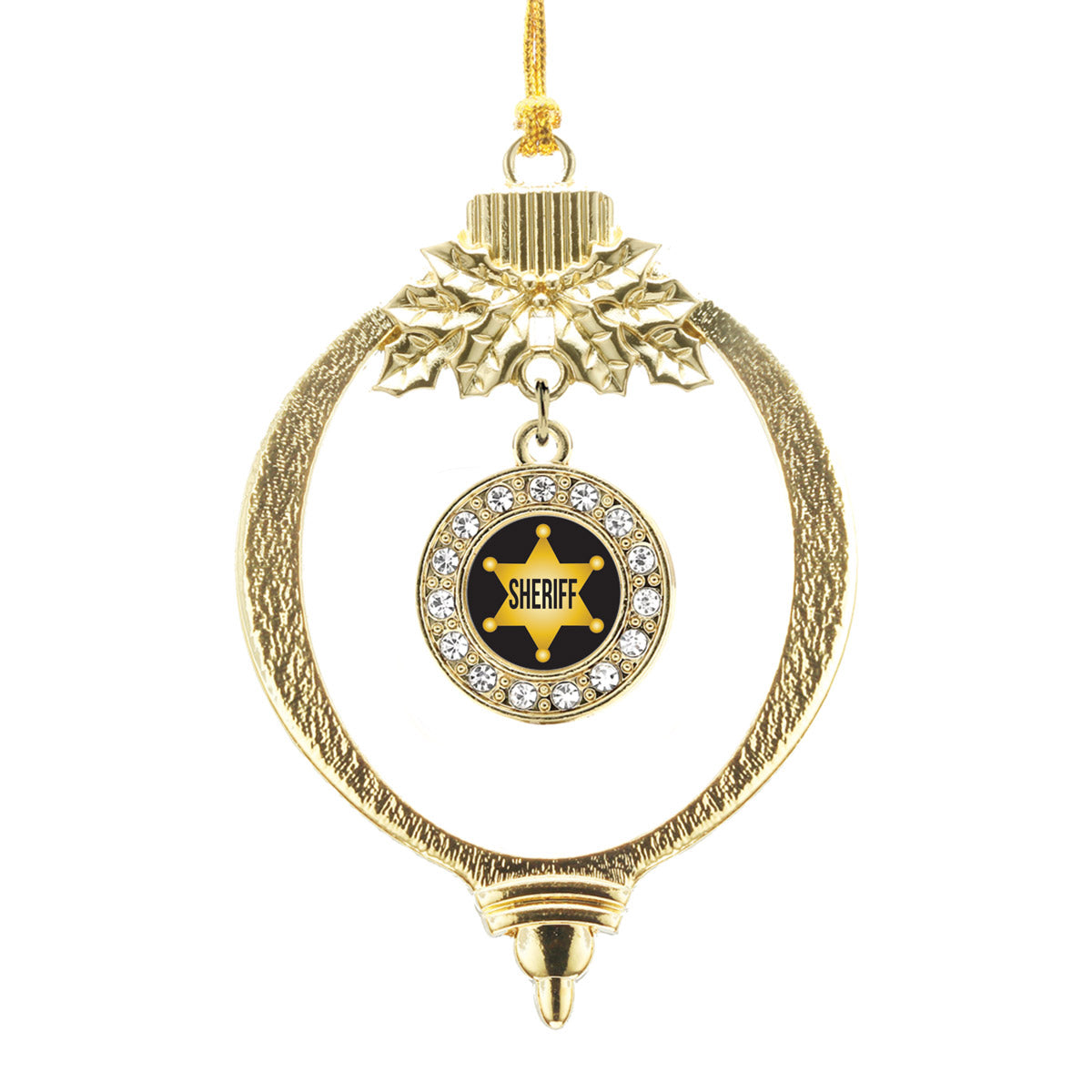 Gold Sheriff Circle Charm Holiday Ornament