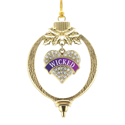 Gold Wicked Pave Heart Charm Holiday Ornament