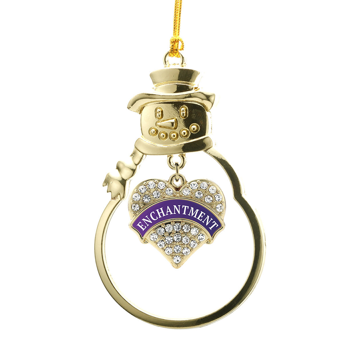 Gold Enchantment Pave Heart Charm Snowman Ornament