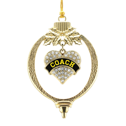 Gold Coach - Black and Yellow Pave Heart Charm Holiday Ornament