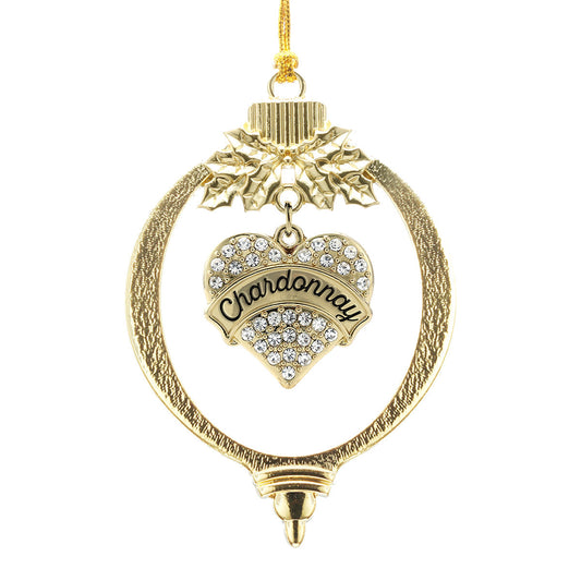 Gold Chardonnay Pave Heart Charm Holiday Ornament