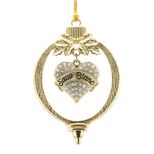Gold Suav Blanc Pave Heart Charm Holiday Ornament
