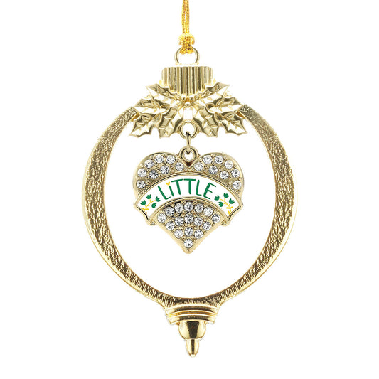Gold Emerald Green and Canary Yellow Little Pave Heart Charm Holiday Ornament
