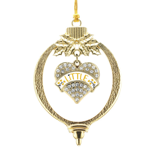 Gold Canary Yellow and Black Little Pave Heart Charm Holiday Ornament