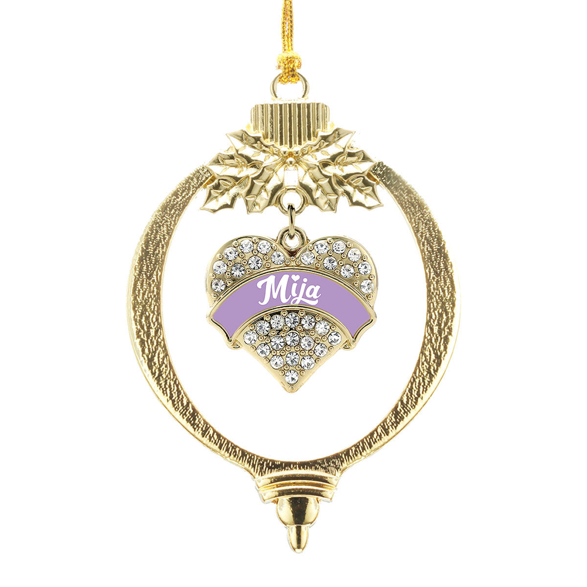 Gold Lavender Mija Pave Heart Charm Holiday Ornament