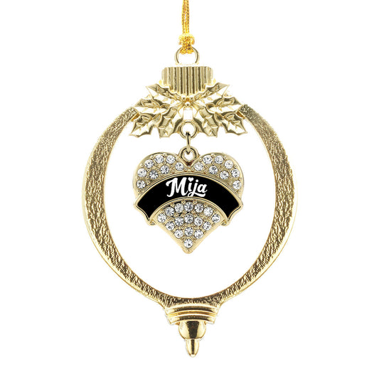 Gold Black and White Mija Pave Heart Charm Holiday Ornament