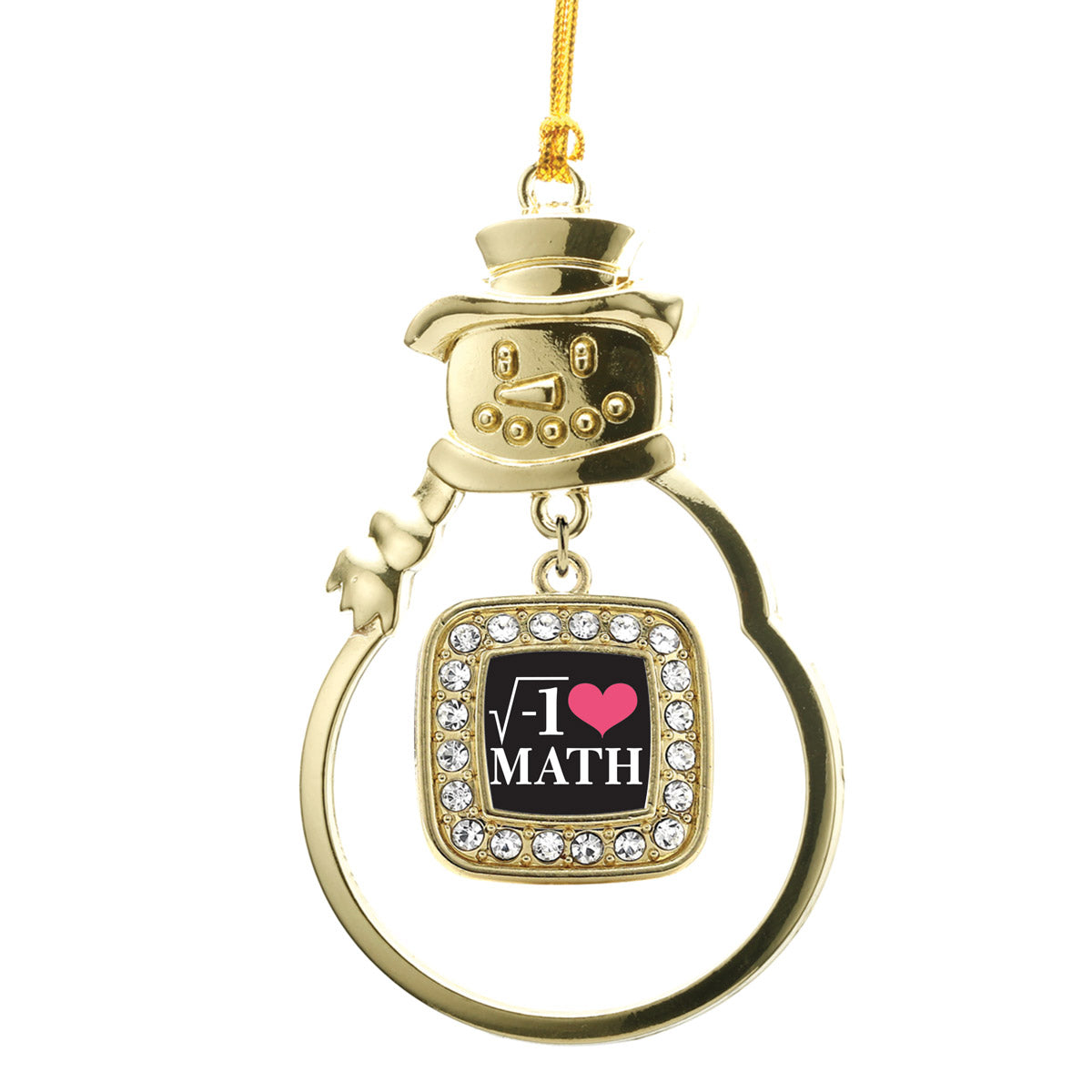 Gold Math Nerd Square Charm Snowman Ornament
