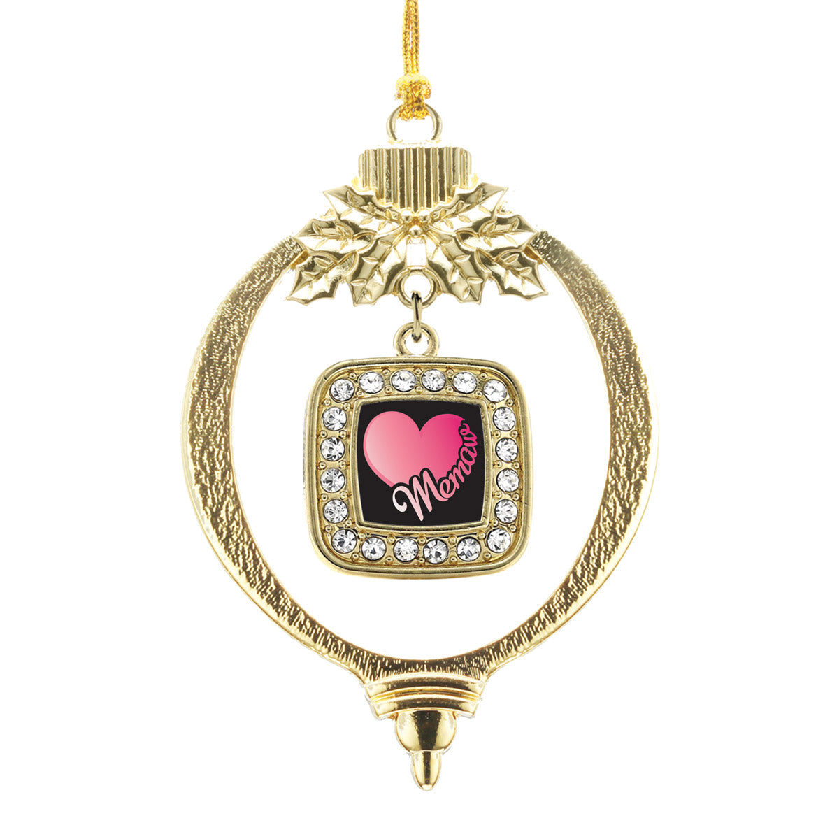 Gold MeMaw Square Charm Holiday Ornament