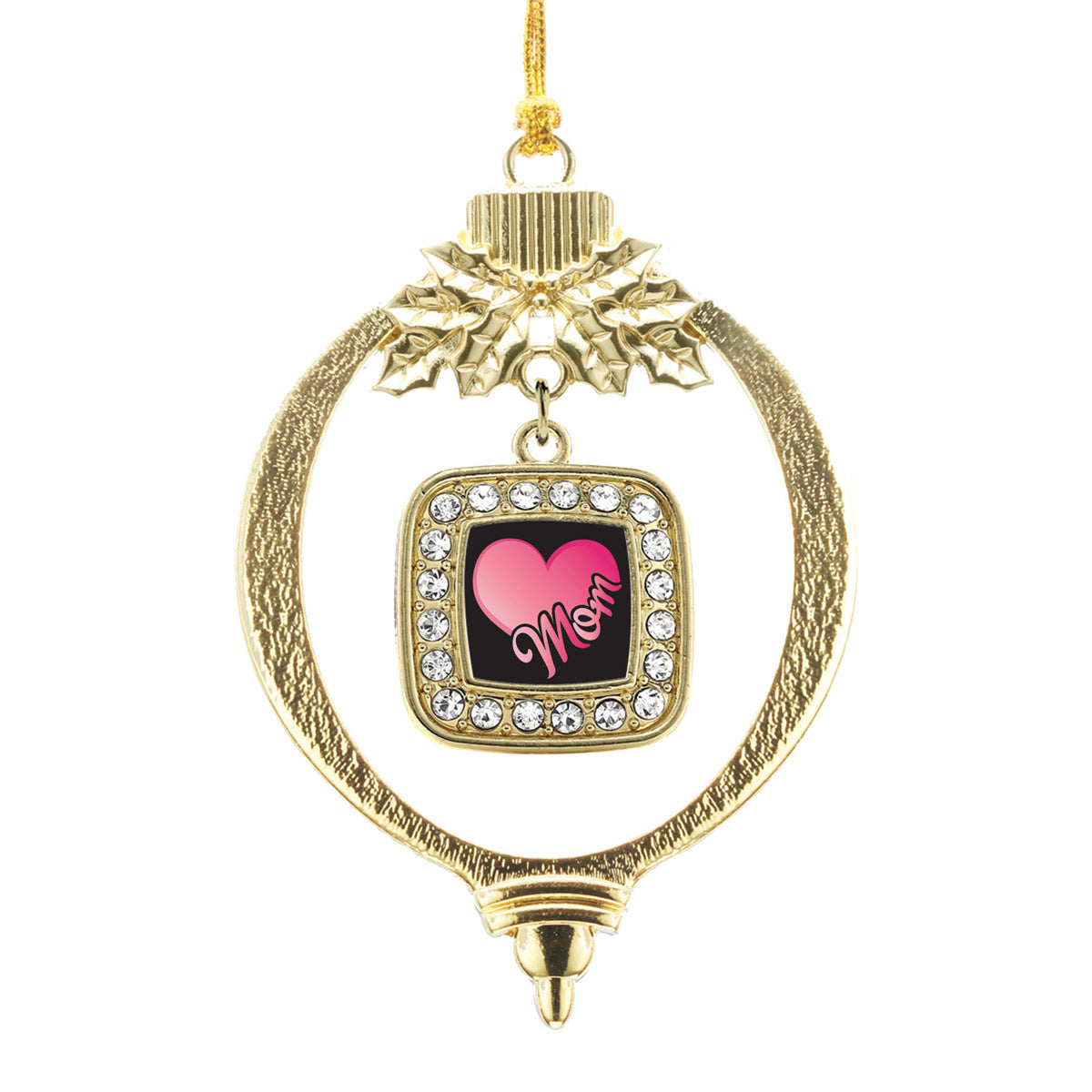 Gold Mom Square Charm Holiday Ornament