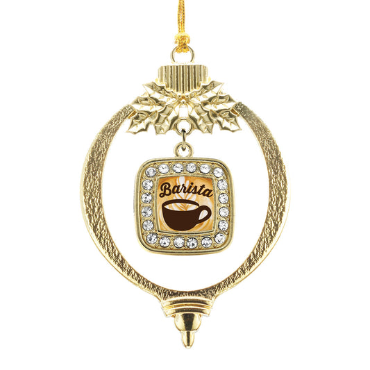 Gold Barista Square Charm Holiday Ornament