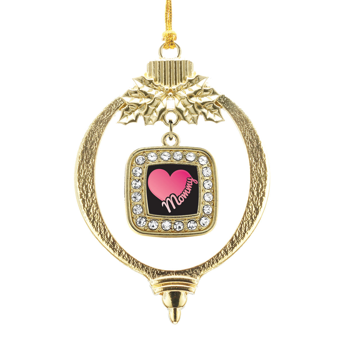 Gold Mommy Square Charm Holiday Ornament