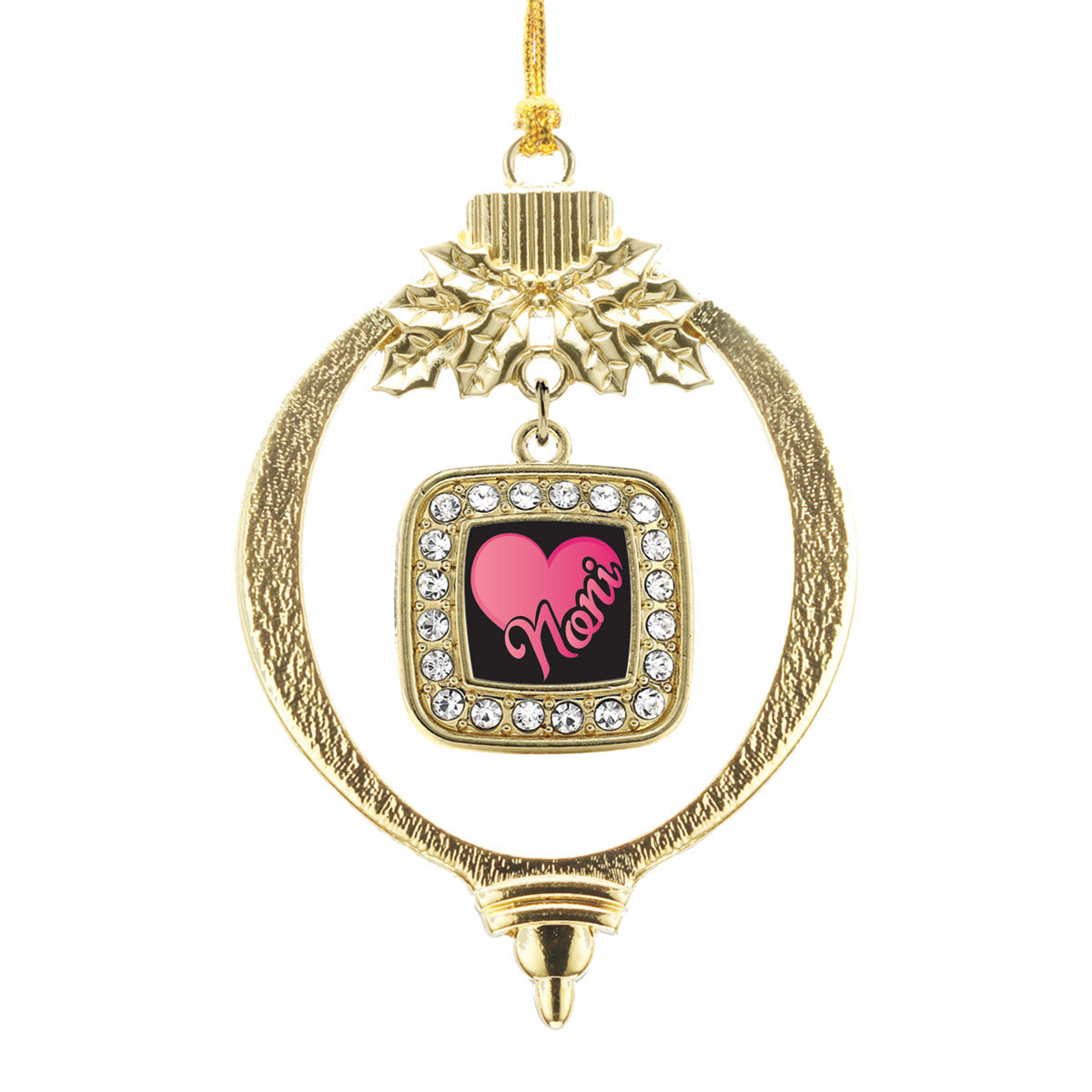 Gold Noni Square Charm Holiday Ornament