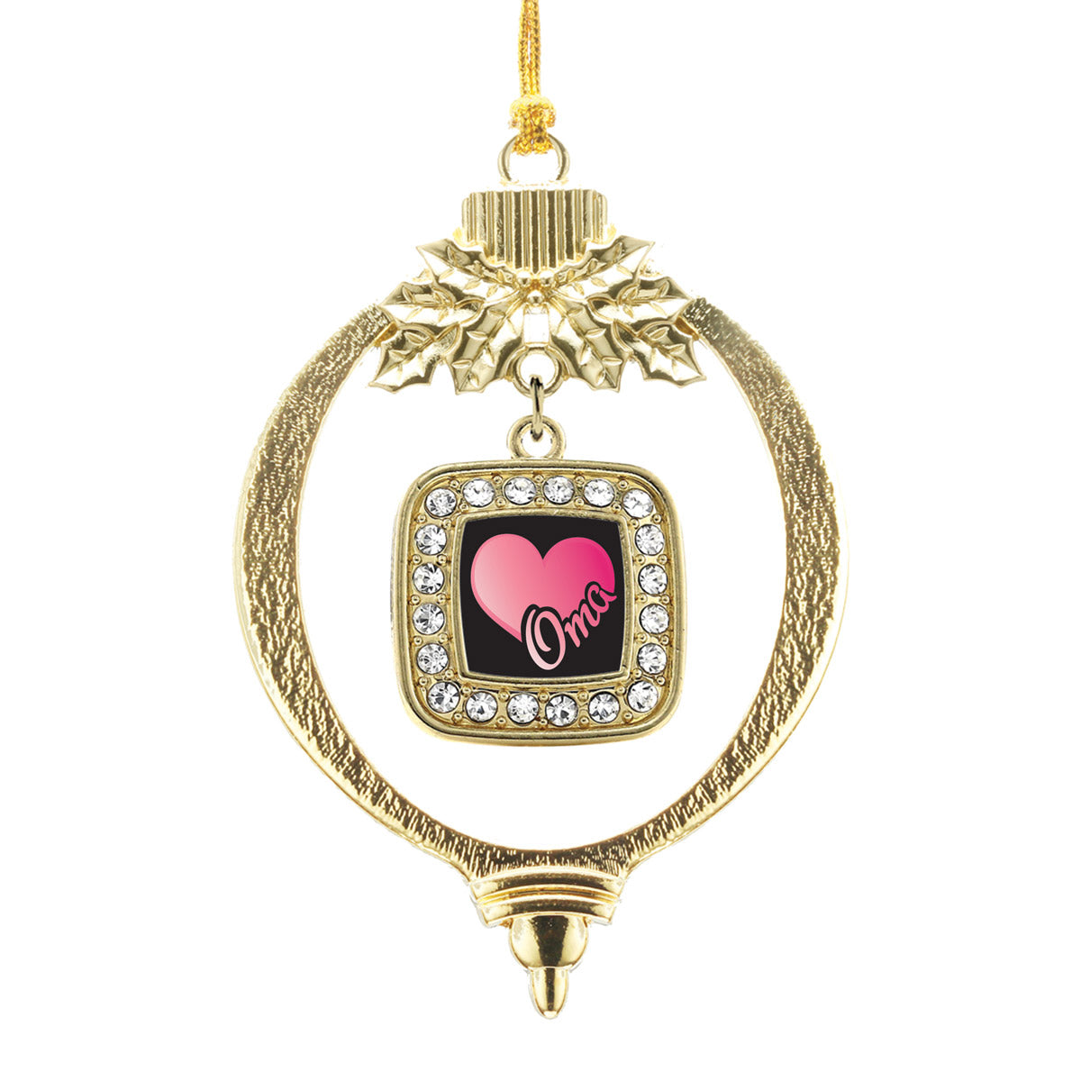 Gold Oma Square Charm Holiday Ornament