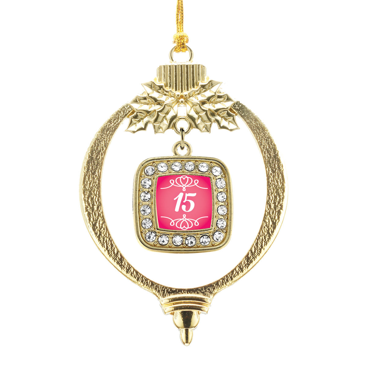 Gold Quinceanera Square Charm Holiday Ornament