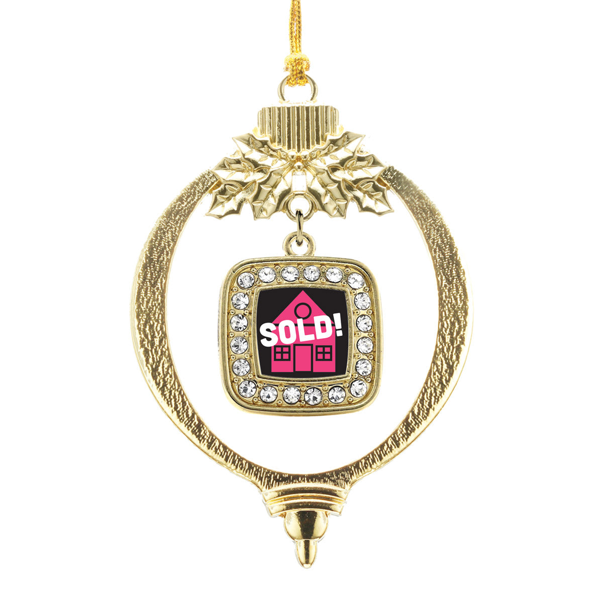 Gold Real Estate Agent Square Charm Holiday Ornament