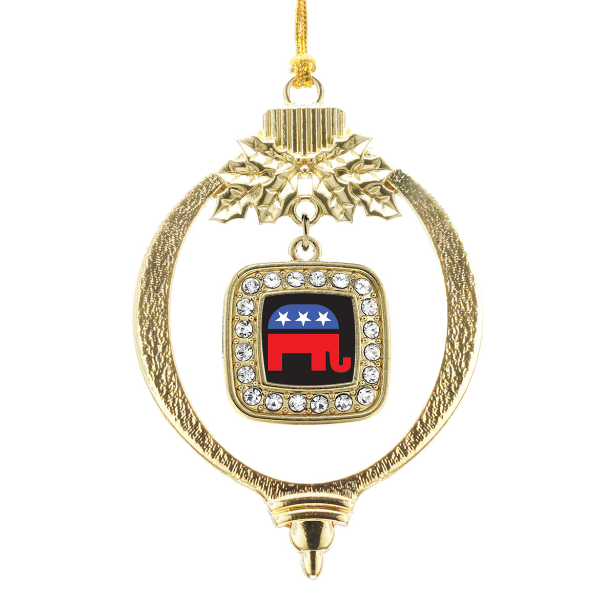 Gold Republican Square Charm Holiday Ornament