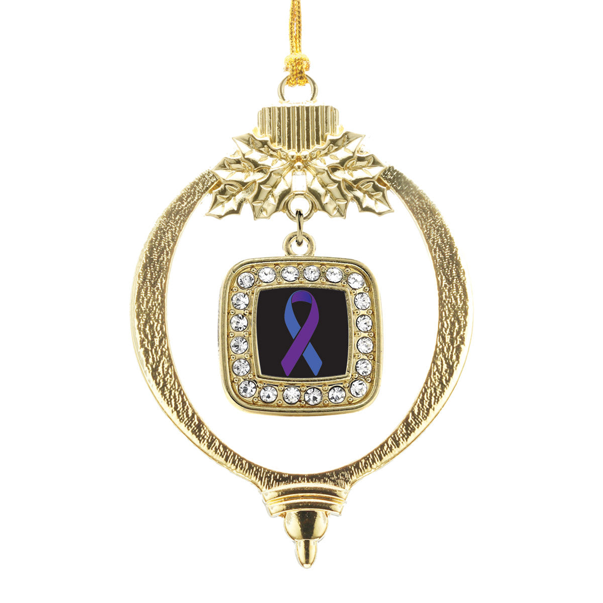 Gold Rheumatoid Arthritis Awareness Square Charm Holiday Ornament