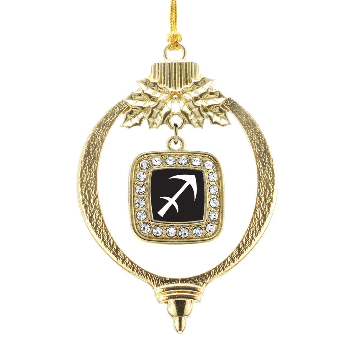 Gold Sagittarius Zodiac Square Charm Holiday Ornament