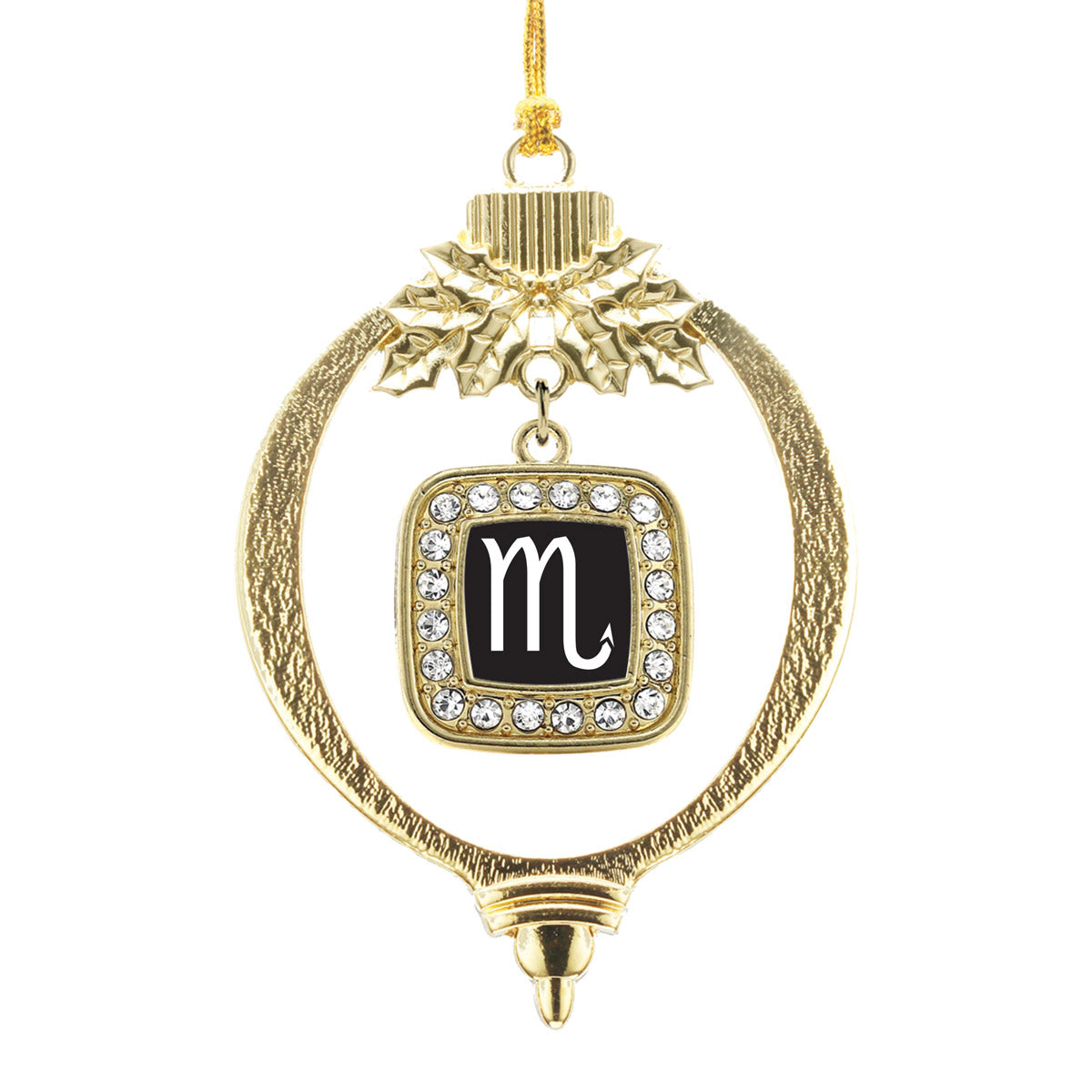 Gold Scorpio Zodiac Square Charm Holiday Ornament