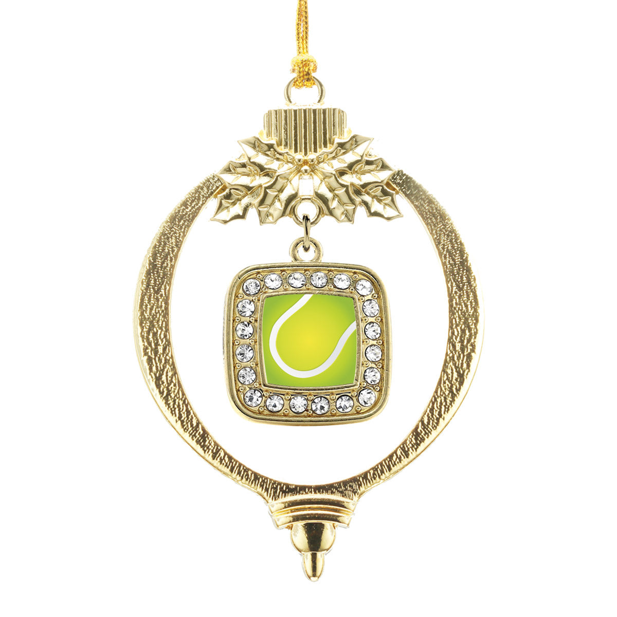 Gold Tennis Square Charm Holiday Ornament