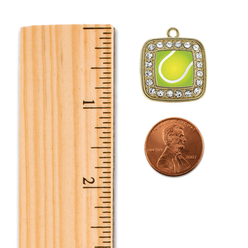 Gold Tennis Square Charm Holiday Ornament