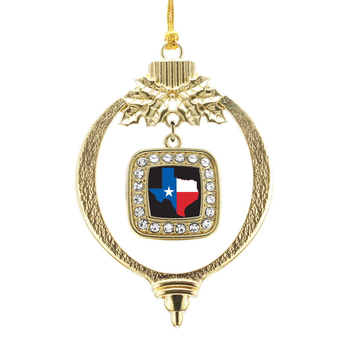 Gold Texas Pride Square Charm Holiday Ornament
