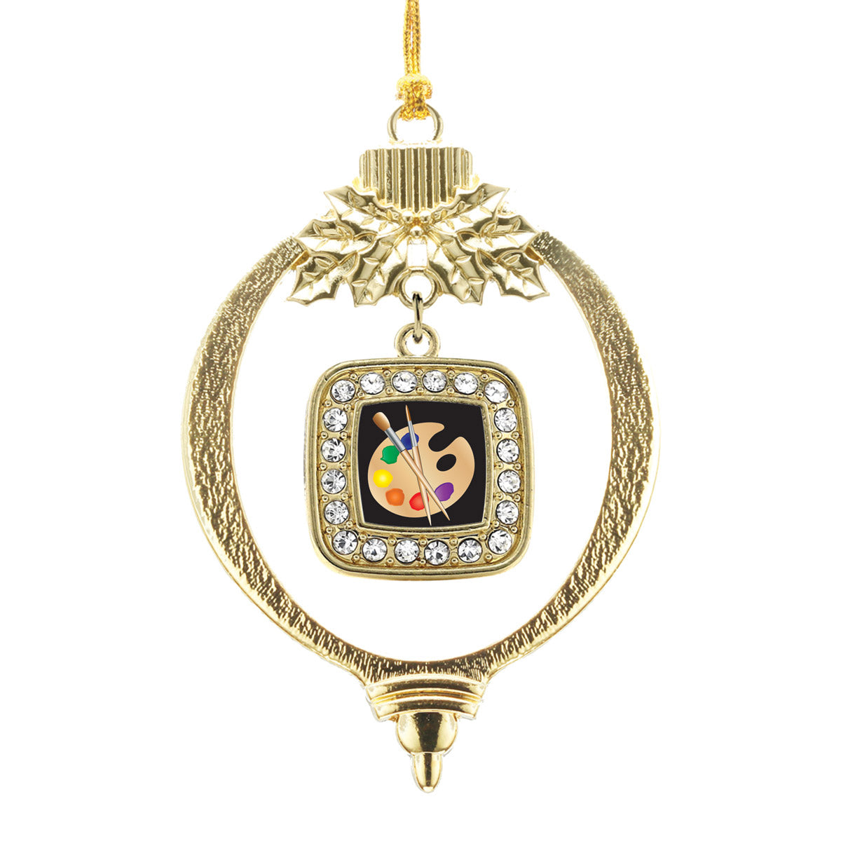 Gold The Artist Square Charm Holiday Ornament