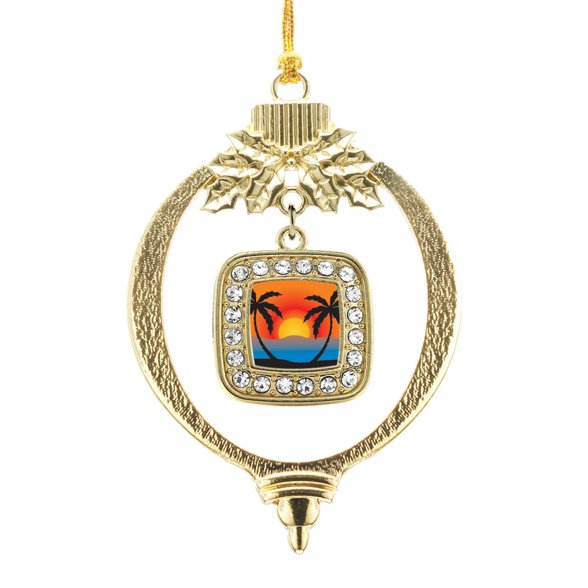 Gold The Perfect Get-Away Square Charm Holiday Ornament