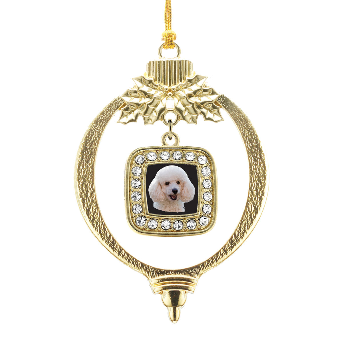 Gold The Poodle Square Charm Holiday Ornament