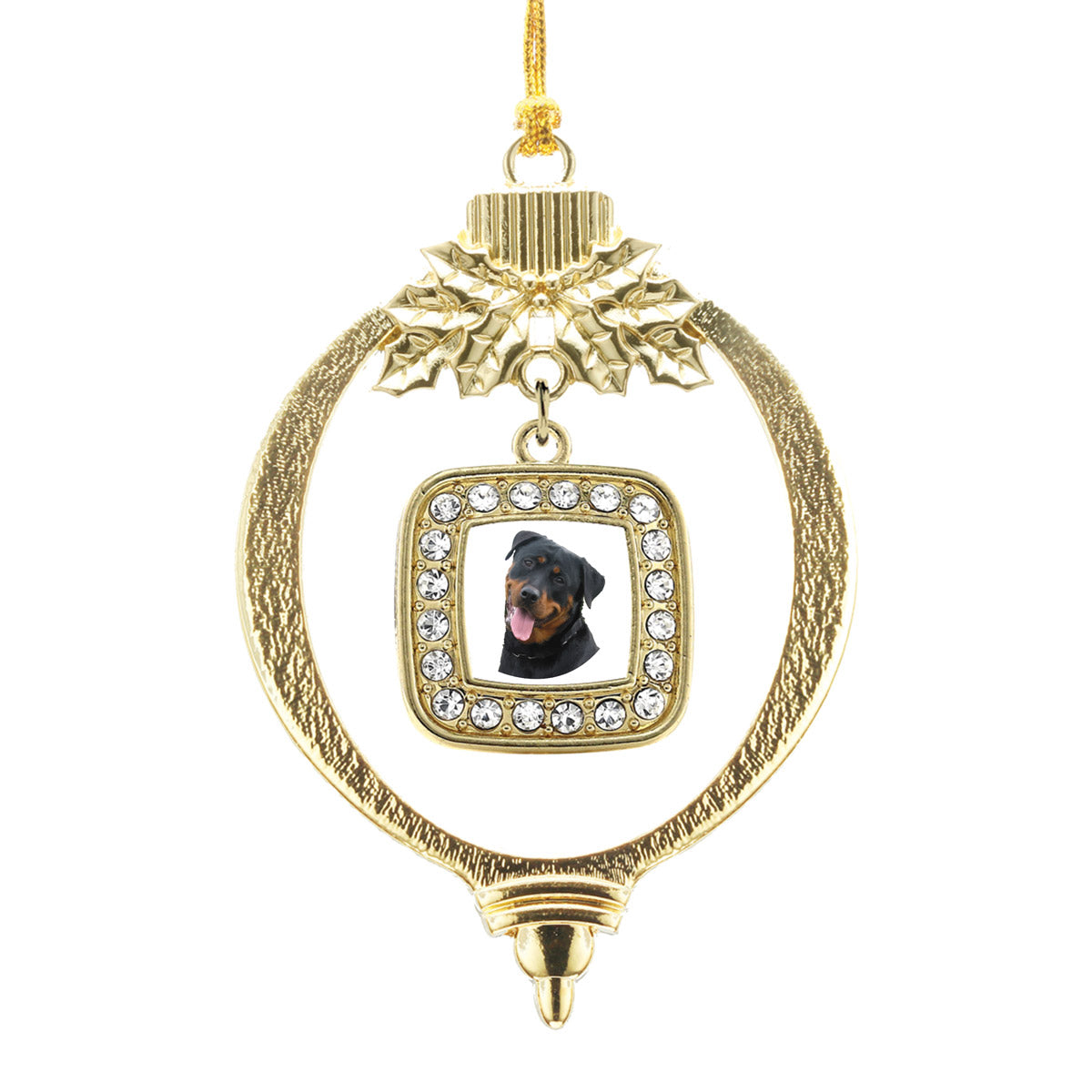 Gold The Rottweiler Square Charm Holiday Ornament