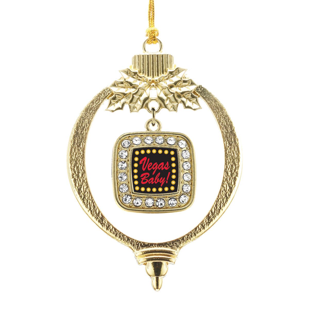 Gold Vegas Baby Square Charm Holiday Ornament