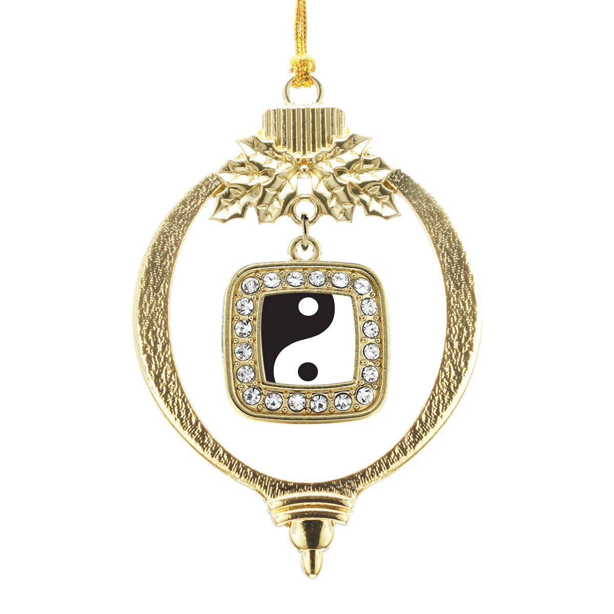 Gold Yin- Yang Square Charm Holiday Ornament