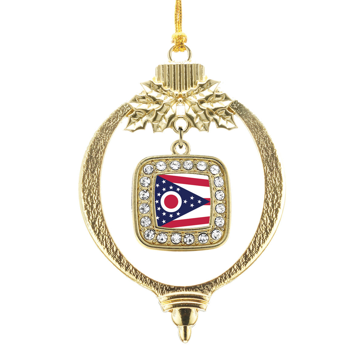 Gold Ohio Flag Square Charm Holiday Ornament