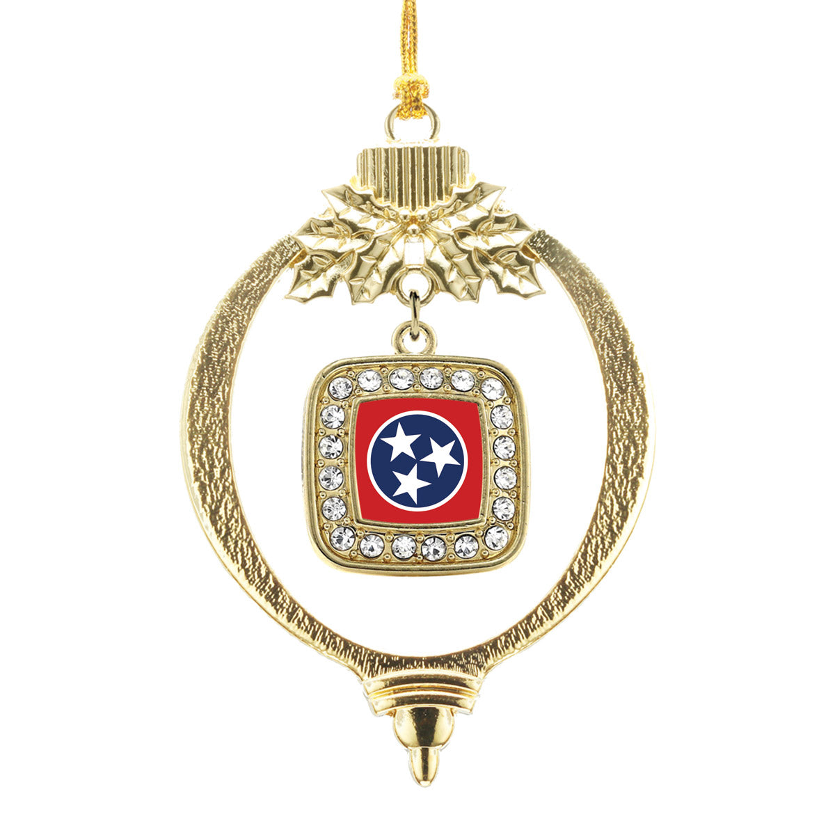 Gold Tennessee Flag Square Charm Holiday Ornament