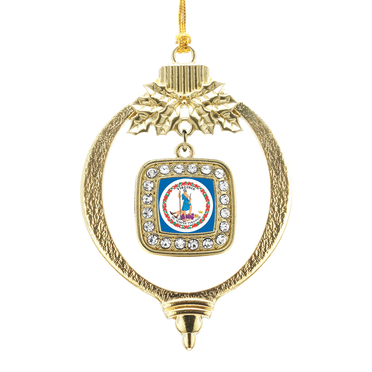 Gold Virginia Flag Square Charm Holiday Ornament