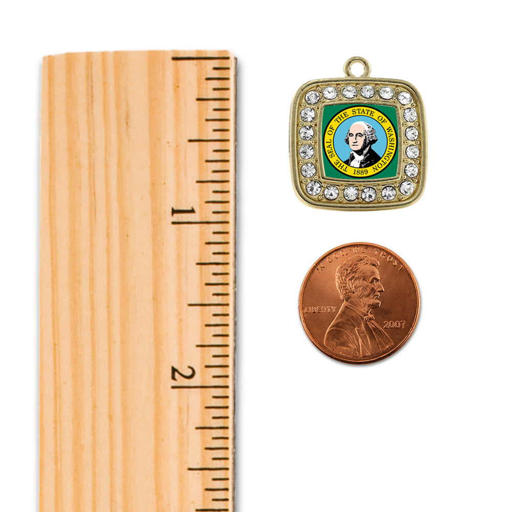 Gold Washington Flag Square Charm Holiday Ornament