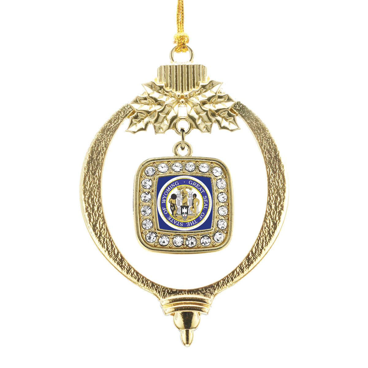 Gold Wyoming Flag Square Charm Holiday Ornament