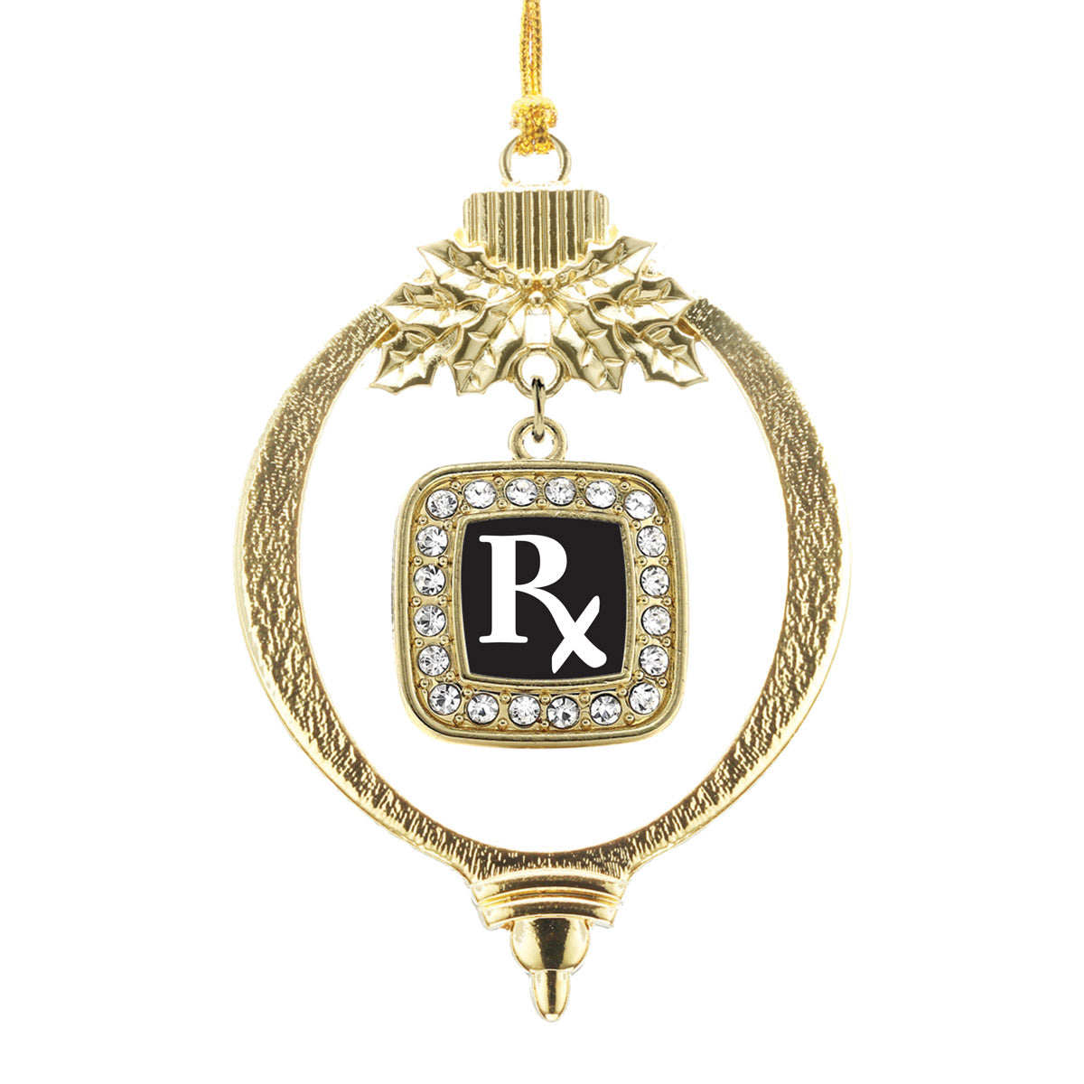 Gold Pharmacy Tech Square Charm Holiday Ornament
