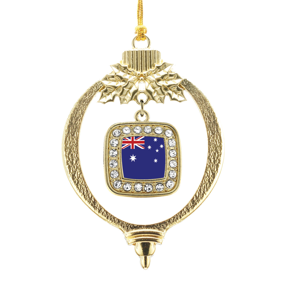 Gold Australian Flag Square Charm Holiday Ornament