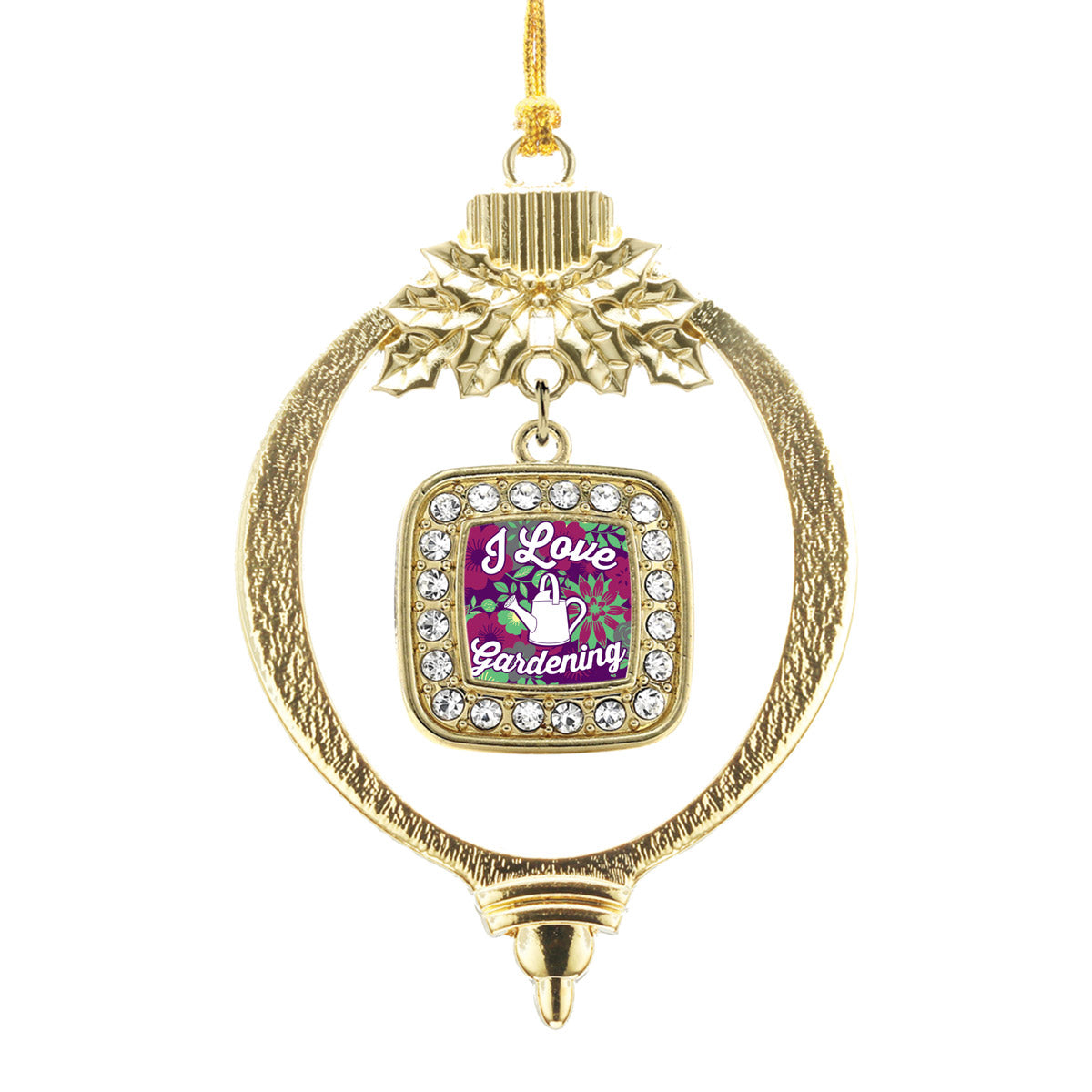 Gold Love To Garden Square Charm Holiday Ornament
