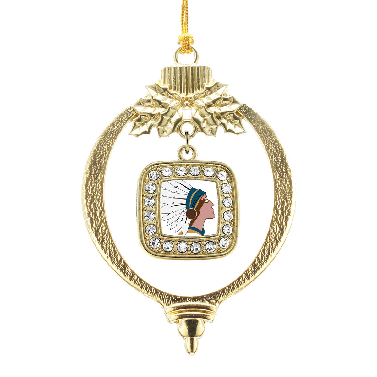 Gold Native American Square Charm Holiday Ornament