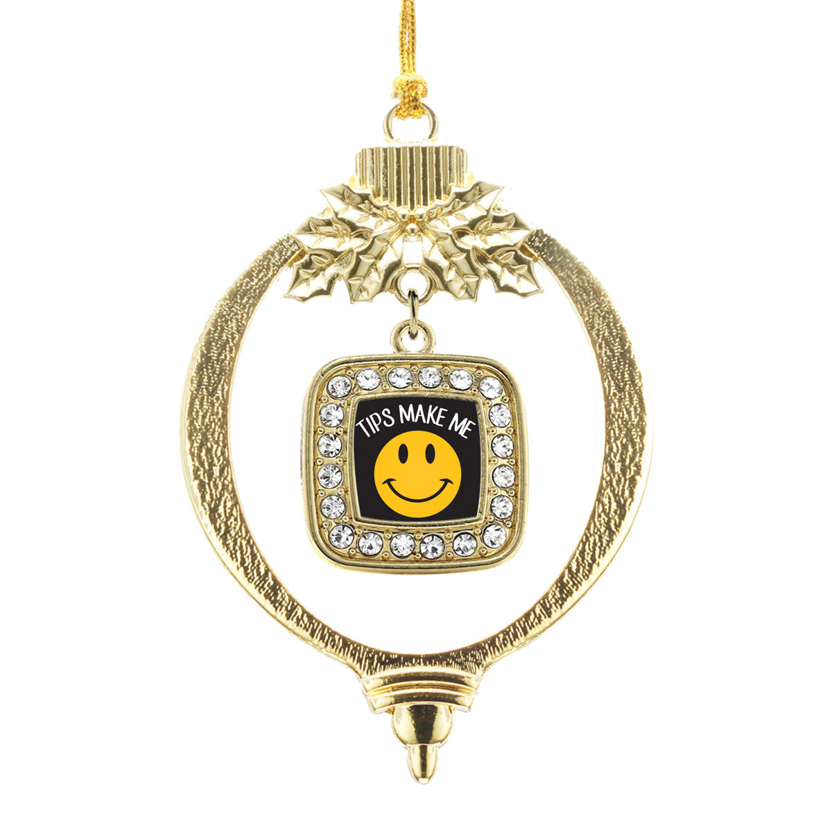 Gold Tips Make Me Smile Square Charm Holiday Ornament